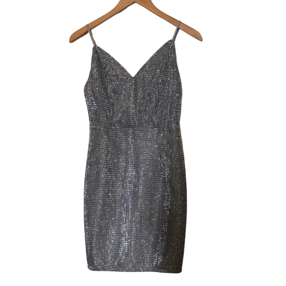 Lulu's Glittering Silver Mini Dress. Size S